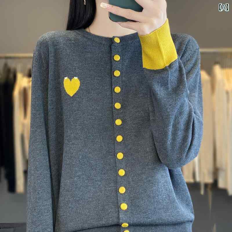 ニットセットアップ 長袖 きれいめ おしゃれ 愛の 減 齢の 柔らかい ニットの カーディガンの 女性 2025 春の 色の 丸 首の 洋風の 百合の 上着の ファッションは 簡単です。