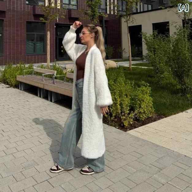 襟付き ニット レディース ニット カーディガン 体型カバー きれいめ クロスボーダー フェイクファー ..