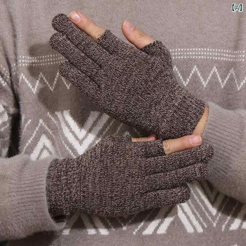 冬 保温 手袋の 男性は 二本の 指を 出して ゴムの 滑り止めの 粒子を プリント します。x2