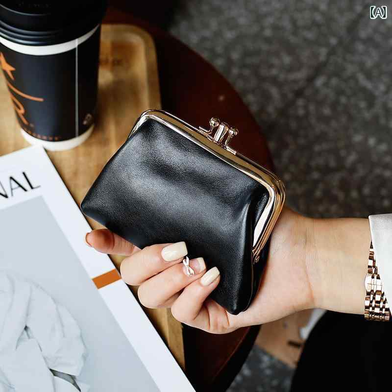 使いやすい かわいい おしゃれ ベルト コインケース ミニ財布 ショルダー 女性用 革小銭入れ クリップ バックル トップ 層 牛革 ワックス レザーウォレット 持ち 運びに 便利な かわいい コイン バッグ 雑貨用小 袋