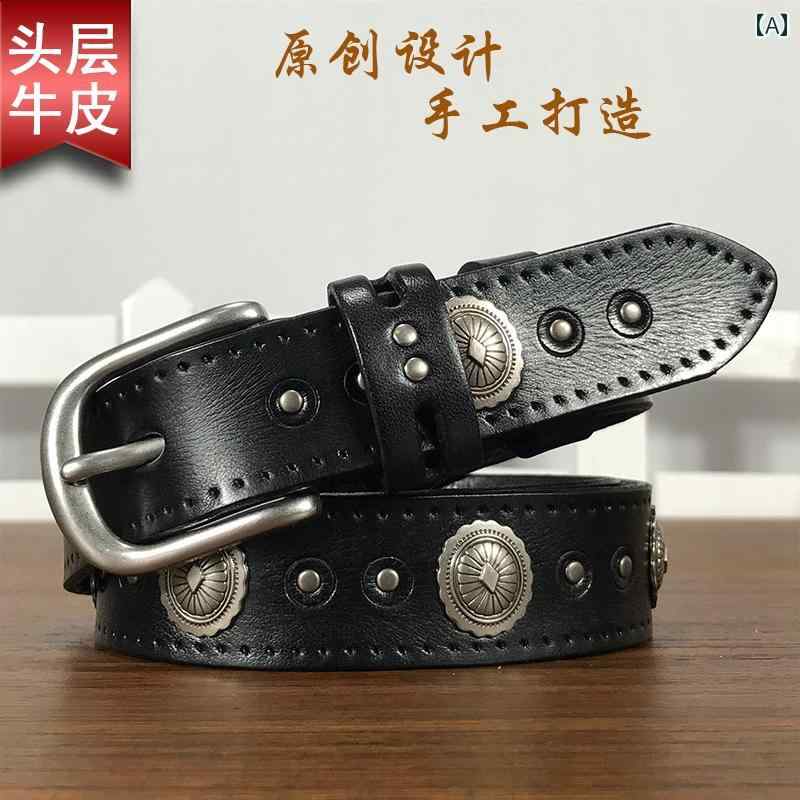 定番 おしゃれ シンプル お出かけ レザーベルト レザー オシャレ ベルト レディース 革第一層 牛革 ブラウン 色 ジーンズ レトロ