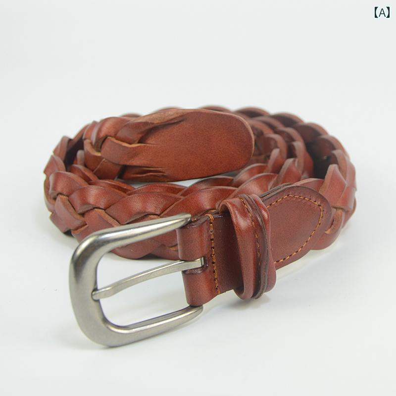 定番 おしゃれ シンプル お出かけ レザーベルト レザー オシャレ 男女兼用の 編み込み レザーベルト と アメリカ 韓国 革 カジュアル 編み込みな ピン バックル 牛革 ベルト