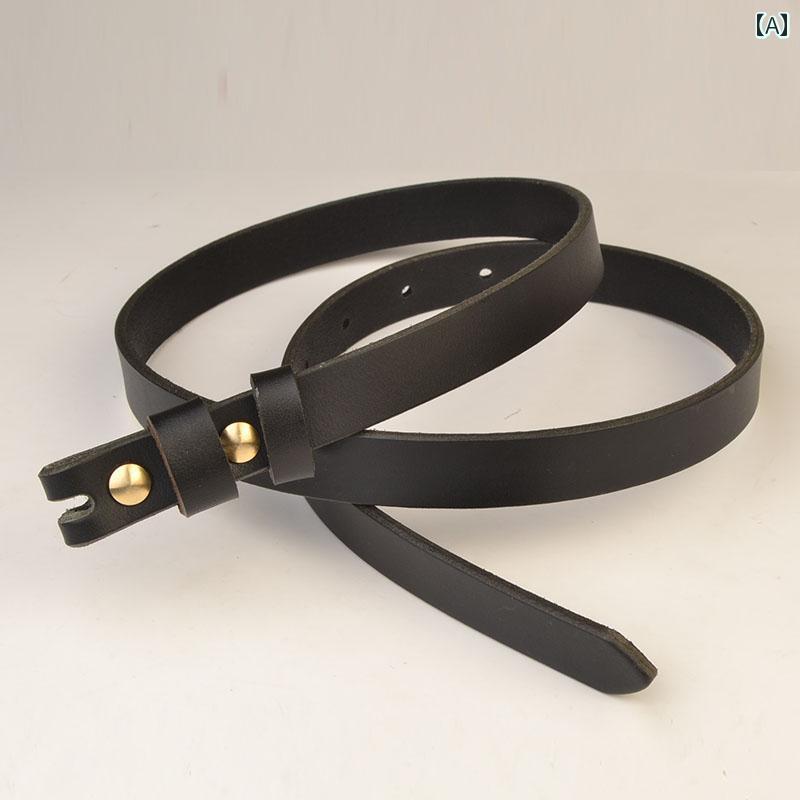 定番 おしゃれ シンプル お出かけ レザーベルト レザー オシャレ レディース ヘッドレス ピン バックル第一層 牛革 植物 なめし革 細い ベルト レトロ 真鍮 革 ズボン 19 ミリメートル
