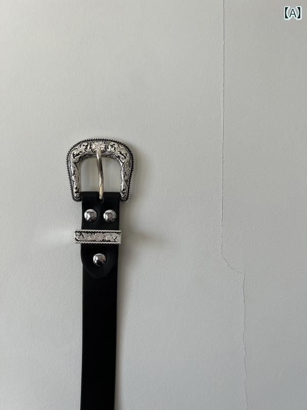 定番 おしゃれ シンプル お出かけ レザーベルト レザー オシャレ シルバー ナロー シングル ケン ドール ドール同 スタイル アラベスク アメリカン 彫刻第一層 植物 タンニン なめし 牛革 ベルト ピン バックルベルト