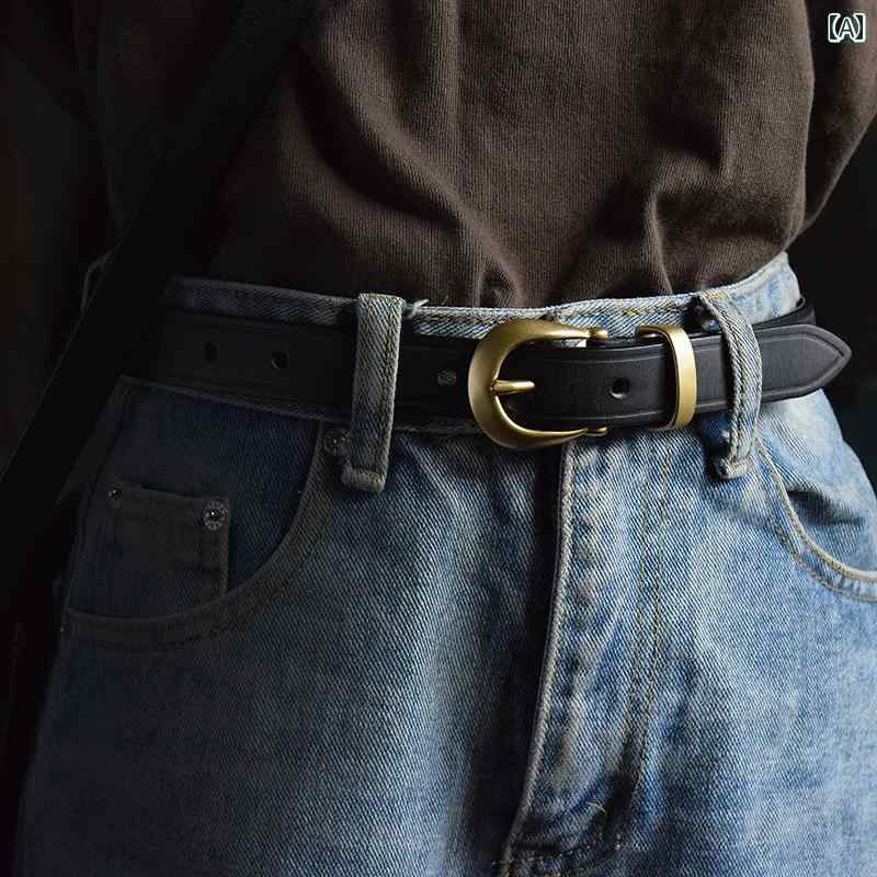 定番 おしゃれ シンプル お出かけ レザーベルト レザー オシャレ ナスの ベルボトム ピン バックル レトロ本 牛革 ベルト スタイル デニム 万能 シンプル ソフト レディースカジュアル