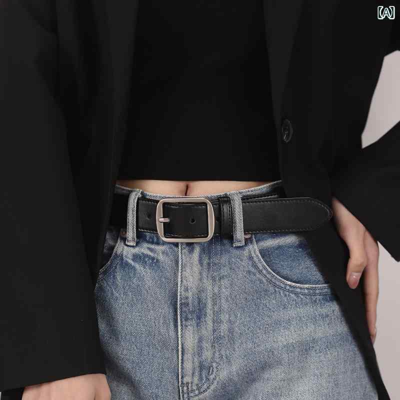 定番 おしゃれ シンプル お出かけ レザーベルト レザー オシャレ 万能 ベーシック ～ 通勤 ユニセックススタイル ワイド ベルト ハイエンド ジーンズ 革 レディース 2025 ブラック