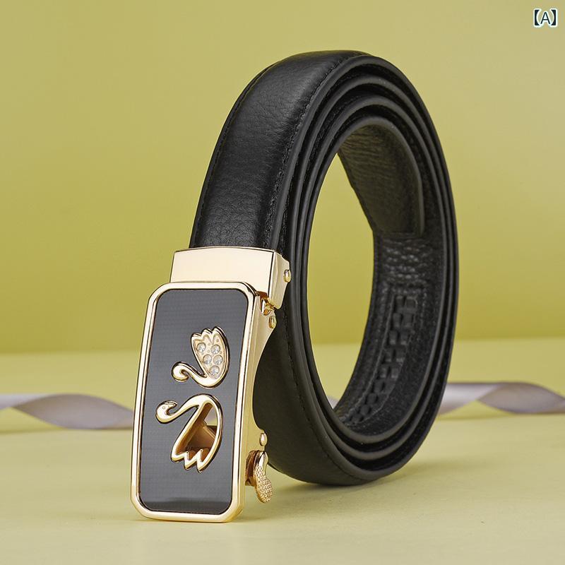 定番 おしゃれ シンプル お出かけ レザーベルト レザー オシャレ ベルト レディース第 1 層 牛革 自動 バックル 革 ビジネス カジュアル 装飾 レディース ソフトレザー 黒 ズボン