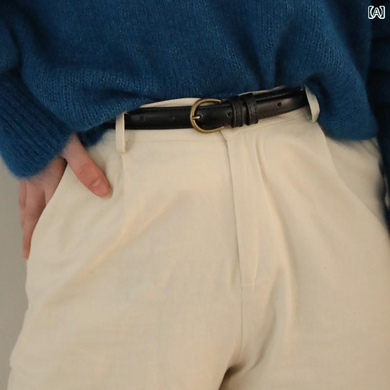 定番 おしゃれ シンプル お出かけ レザーベルト レザー オシャレ 韓国 ブラウン ベルト レディース 夏の 革 イン スタイル シンプル ファッション 個性 ジーンズ新 2024