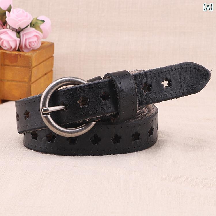 定番 おしゃれ シンプル お出かけ レザーベルト レザー オシャレ 女性用 ソフトレザー ベルト トップレイヤー 牛革 ジーンズ 革 シンプルで 韓国 夏 パンチ フリー