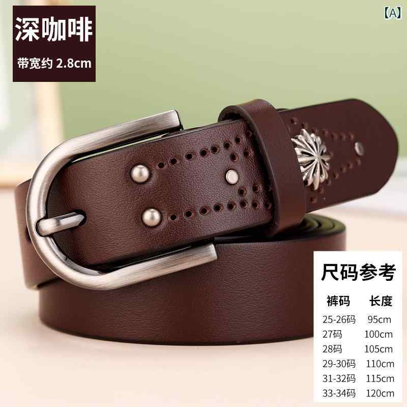 定番 おしゃれ シンプル お出かけ レザーベルト レザー オシャレ レディース 革 ベルト第一層な 牛革 シンプルでの 韓国 ファッション スタッズ 装飾 ベルト ジーンズ レトロ