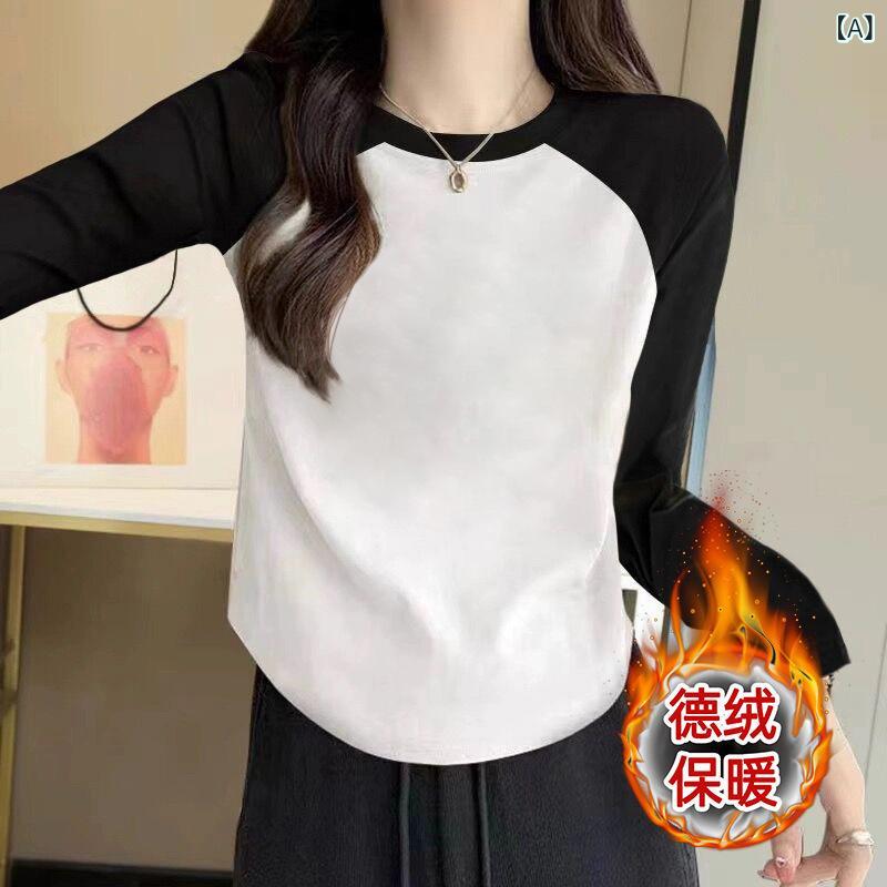 レディース ベロアトップス 長袖 マカロンの 青い 韓国は 肩の 両面の 徳の 絨 毛の 長袖の 底の シャツ レディース 2025 朝の 春の 新型の 弧の 形の 裾を 挿し 込みます。x2