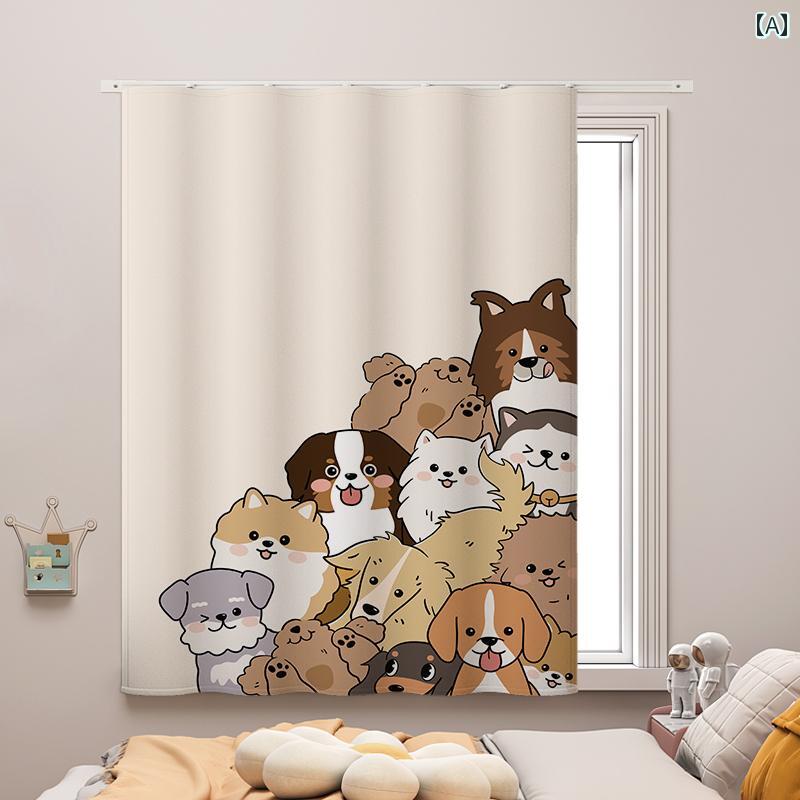 高級 おしゃれ かわいい おしゃれ かわいい 子供 部屋用 カーテン 遮 光 2025年新 スタイル パンチ 取り付け スライド レール 男の子と 女の子 寝室 出窓用 日よけ ショート