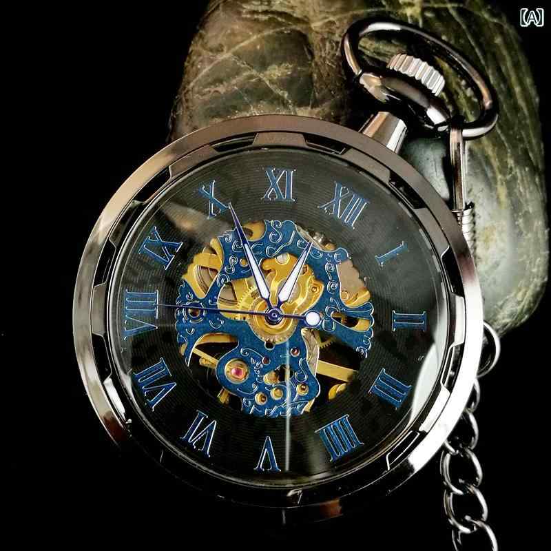 シンプル きれい 大人 オシャレ シンプル 時計 スチームパンク 懐中時計 レトロ メカニカル全自動 メン..