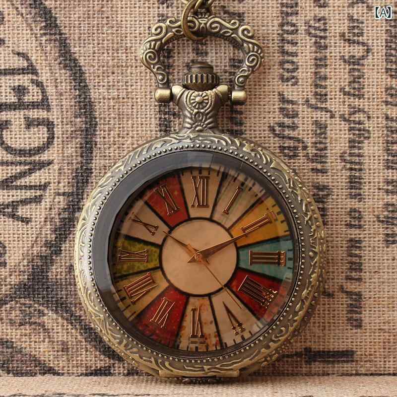 シンプル きれい 大人 オシャレ シンプル 時計 クラシック 古風 フリップ 懐中時計 カラフルな パター..