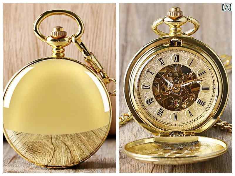 シンプル きれい 大人 オシャレ シンプル 時計 刻印入り ダブル カバー ゴールド＆ シルバー レトロ マ..