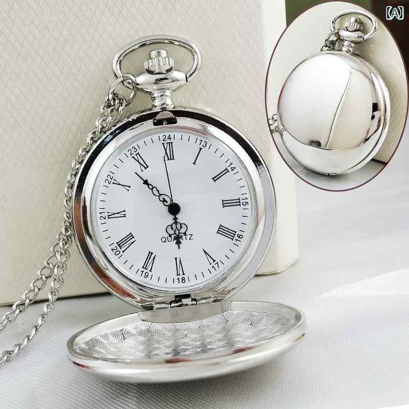 シンプル きれい 大人 オシャレ シンプル 時計 ローマの レトロ 懐中時計 メンズ レディース シンプル ペンダント チェーン 電子 クォーツ 機械式 フリップカバー 検査 専用 高 価値(3)