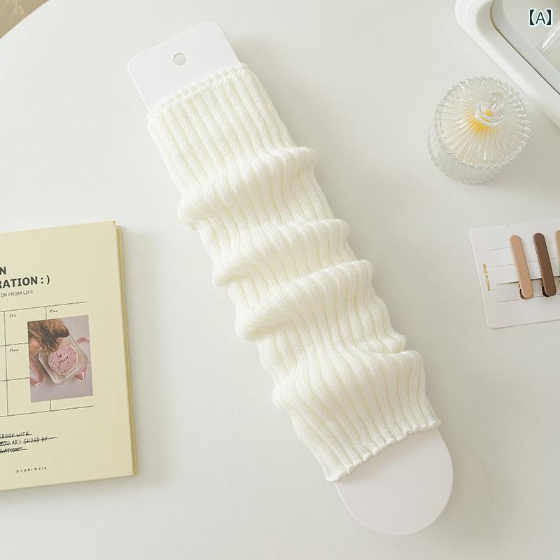 冷え性 オールシーズン用 滑り止め ソックス ワイドレッグウォーマー 靴下 ロリータ カーフ ソックス パイル レッグカバー 厚手 ストライプ の ウール 暖かい てな スタイル