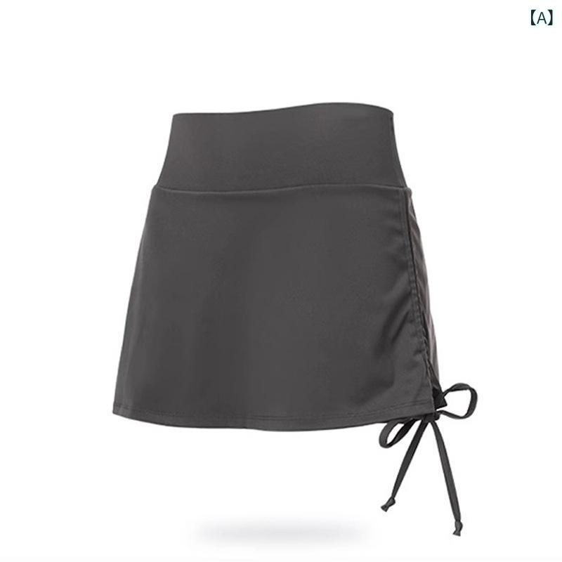 レディース ツイードスカート フェミニン キュート 女性用 フェイク ツーピース スポーツ スカート 露出 防止 ヒップ カバー aライン ハイウエスト アウトドア フィットネス ヨガ スカート パンツ