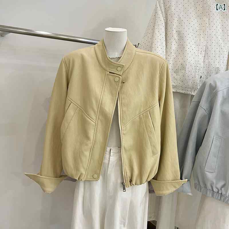 レディース ジャケット きれいめ カジュア 韓国 ハイウエストの 短い 革 コート レディース 春の 新型..