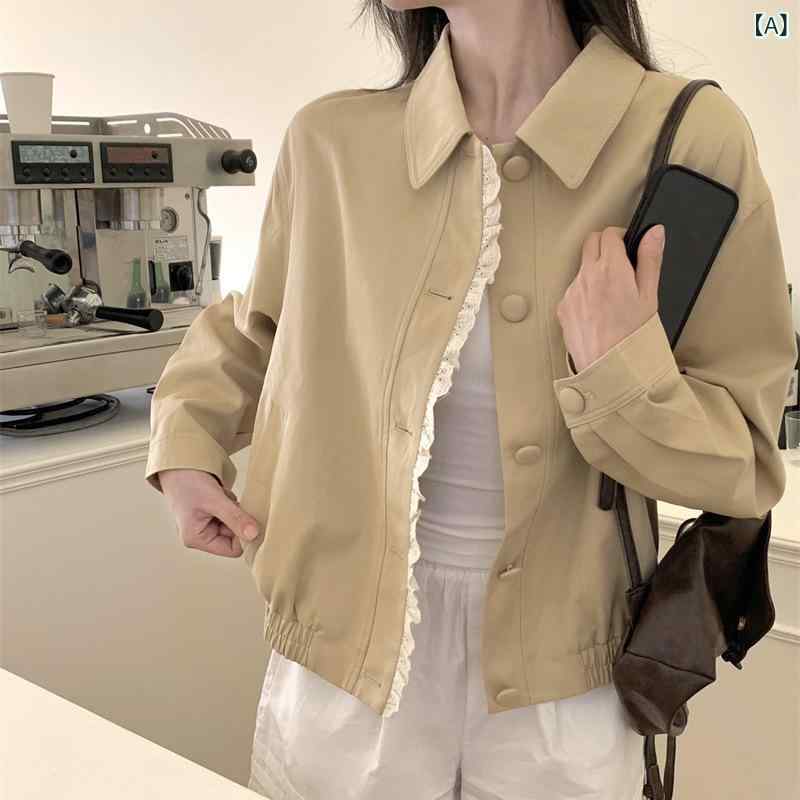 レディース ジャケット きれいめ カジュア レースアップ 襟 付き 長袖 ジャケット 女性 2025 秋 ショー..