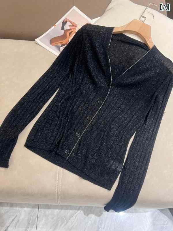 レディース アンサンブルニットトップス きれいめ 長袖 南 油 竿 品 2024 夏の 新型 カーディガン 通勤..