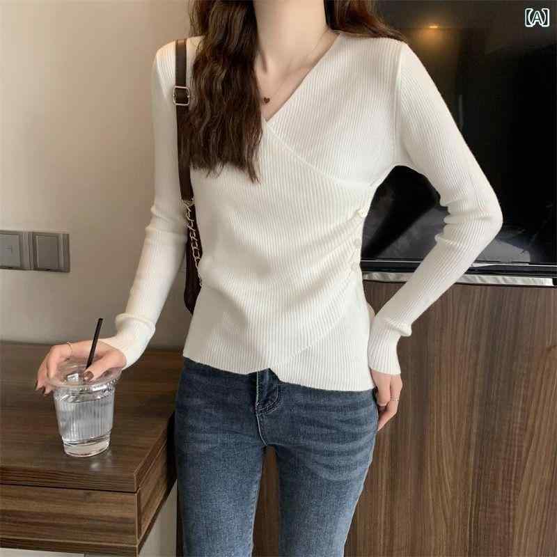 レディース アンサンブルニットトップス きれいめ 長袖 の レディース 美しい ローネック シャツ 春秋 ..