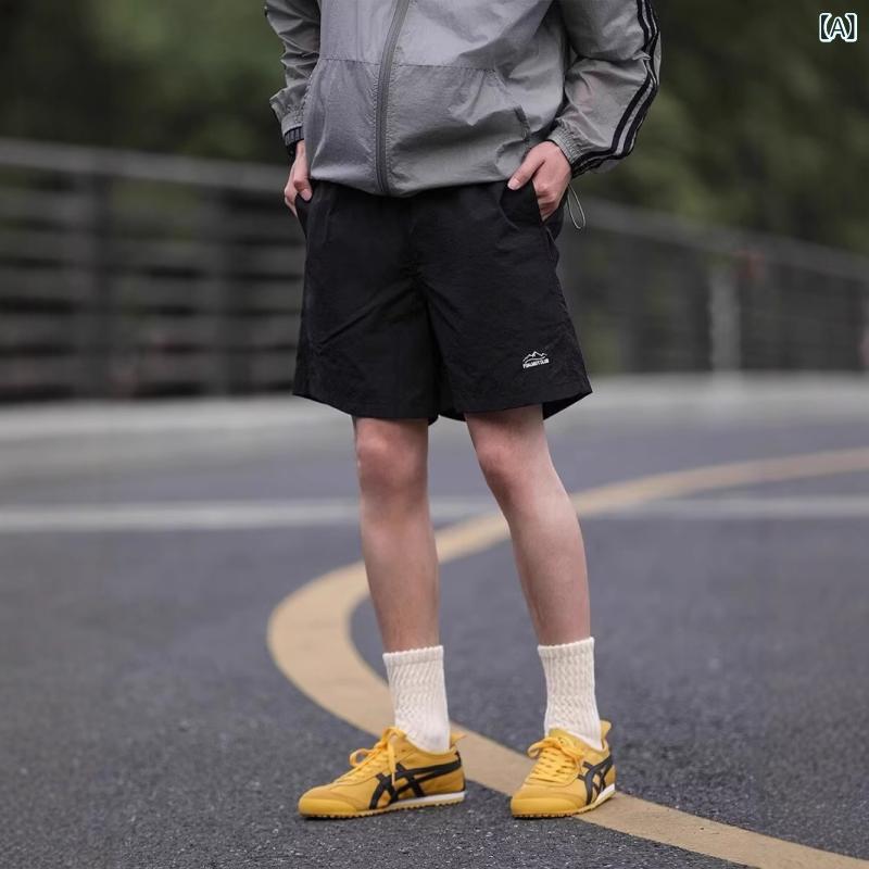 メンズ ハーフパンツ クライミング ショート丈 綿 夏の アウトドア 山系 色 半 ズボン 男性 潮 牌 速乾 ゆるい カジュアル ビーチ 五分 ズボン スポーツ 男性