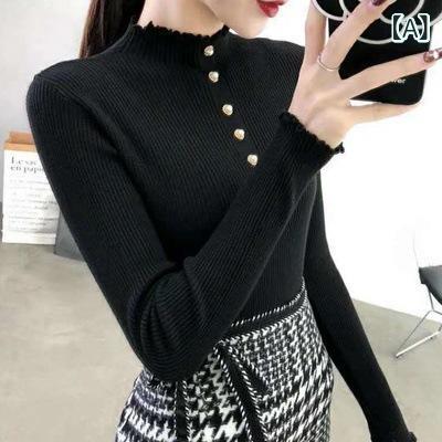 半袖ニット 上品 大人 シンプル レディース ニット セーター リブニット ハイネック 半袖 レディース ..