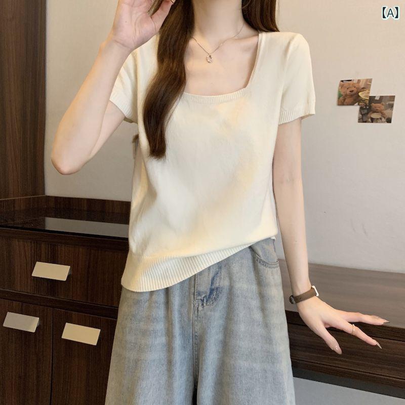 半袖ニット 上品 大人 シンプル レディース ニット セーター リブニット ハイネック 半袖 レディース ..