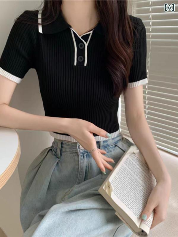 半袖ニット 上品 大人 シンプル レディース ニット セーター リブニット ハイネック 半袖 レディース ..