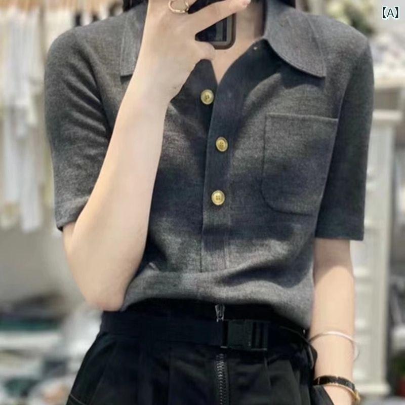 半袖ニット 上品 大人 シンプル レディース ニット セーター リブニット ハイネック 半袖 レディース ..