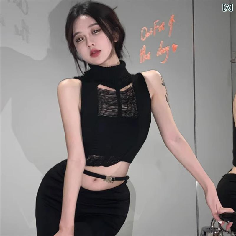 レディース ベスト ジレ 重ね着風 ドッキング 襟付き トップス ロングシャツ 魅惑的 ギャルの 透かし彫..