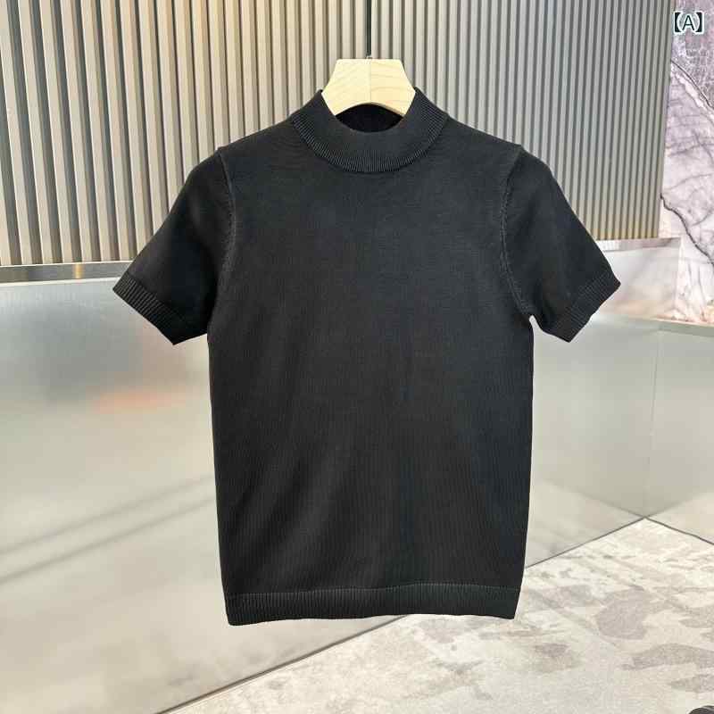 半袖ニット 上品 大人 シンプル レディース ニット セーター リブニット ハイネック 半袖 レディース ..