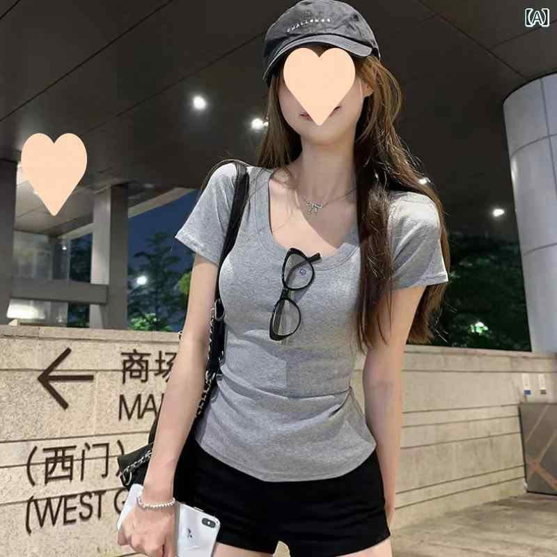 スキニーパンツ デニム レディース ストレッチ 綿 右 肩 半袖 シャツ レディース 韓国 スリムフィット ..