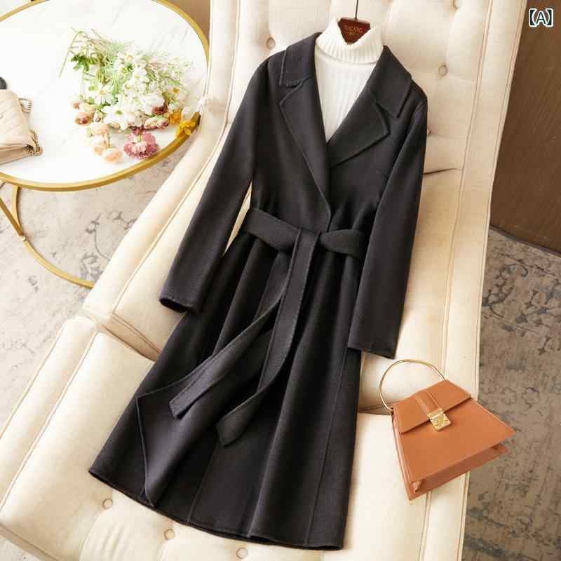 楽天バランスケア　楽天市場店レディース チェスターコート エレガント 女性 大人 上品 高級 両面の カシミヤコートの レディース中の 長さは 膝を 越えます。