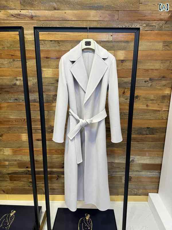 レディース チェスターコート エレガント 女性 大人 上品 SMax パターン 秋冬 レースアップ レディース エクストラ ロング ポル ド 両面 ウール コート ウール ジャケット(4)