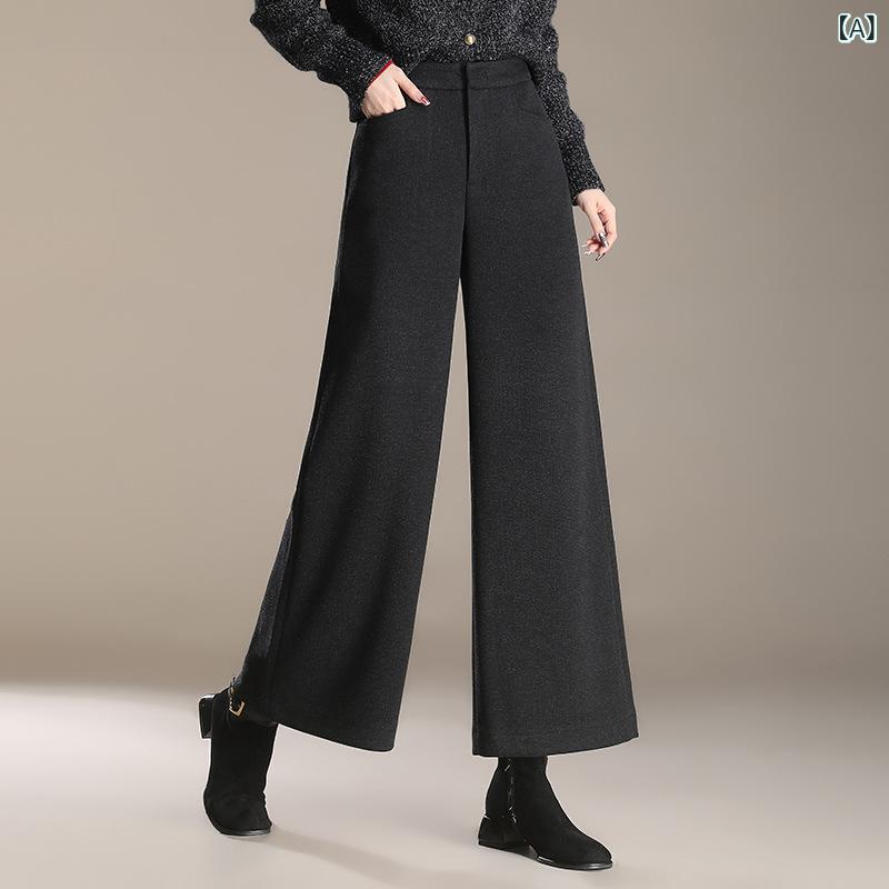 プリーツ ワイドパンツ ニット リラックス ロングパンツ レディース ハイウエストの ワイド レギンスの..