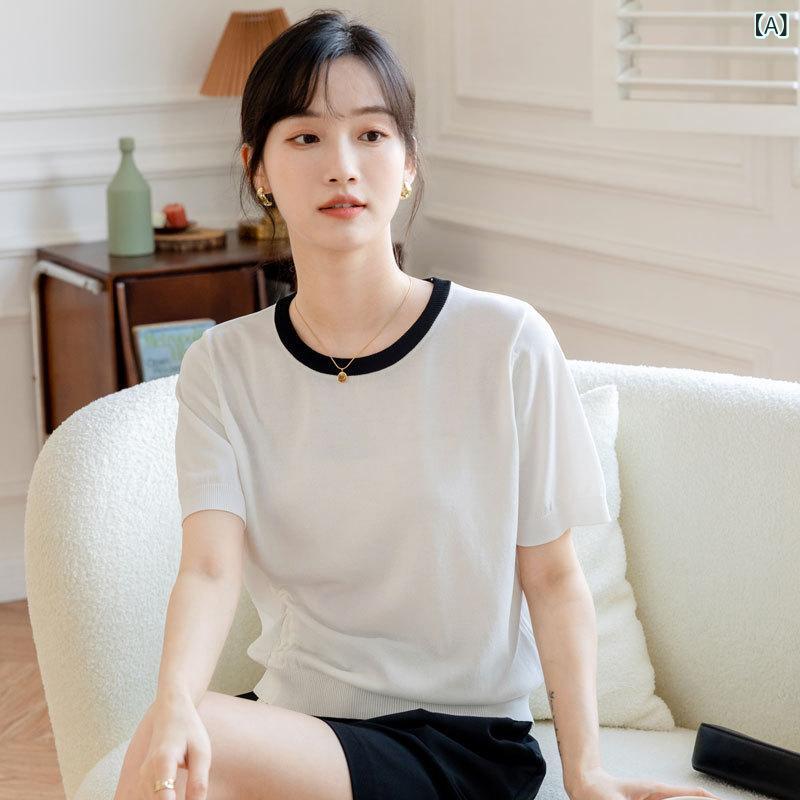 レディース レイヤードノースリーブニット おしゃれ きれいめ ゆったりめ 半袖 セーター 薄手 トップス..