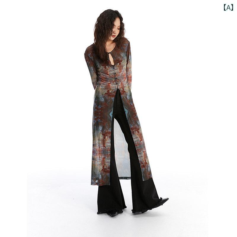 レディース ロングカーディガン シアー サマーニット きれいめ 体型カバー クロスボーダー 2024 新型 ..