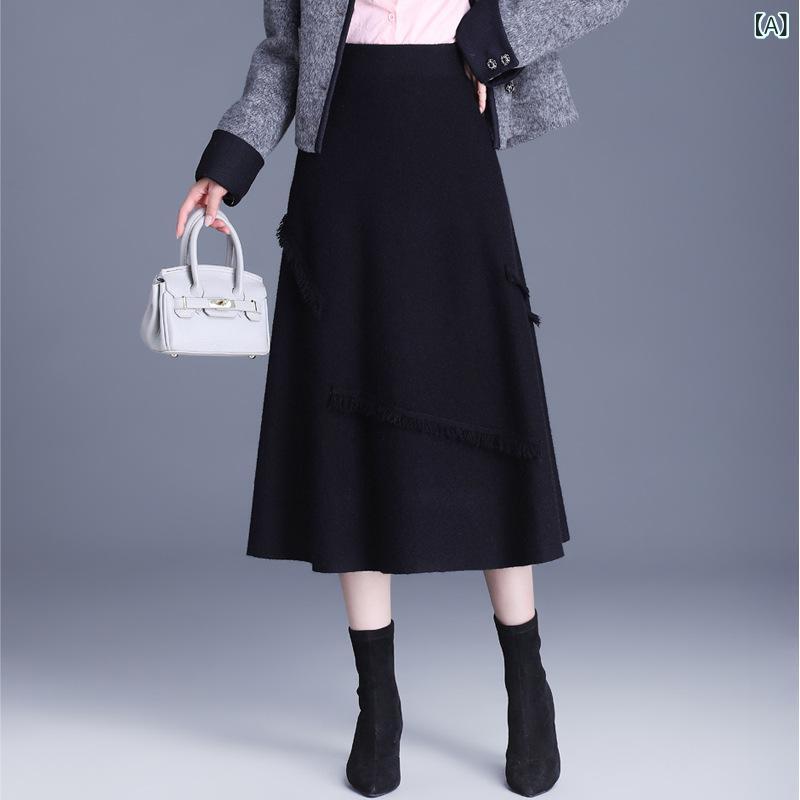 レディース ニットタイトスカート シンプル カジュアル 無地 シンプル ニットの 中の 長さの ファッシ..