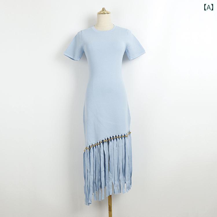 レディース ニットタイトスカート シンプル カジュアル 無地 夏の ファッションの ワンピースの 新型の..