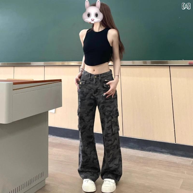 レディース サロペット キレイめ カジュアル レディース サロペット キレイめ カジュアル アメリカ レトロ 迷彩の 工 装の ズボンの レディース 2025 新型の ハイウエストは やせていて ゆったりしています。