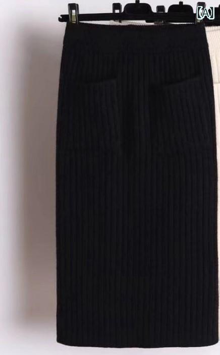 レディース ニットタイトスカート シンプル カジュアル 無地 春の の ペンシル スカートの フォーク 毛..