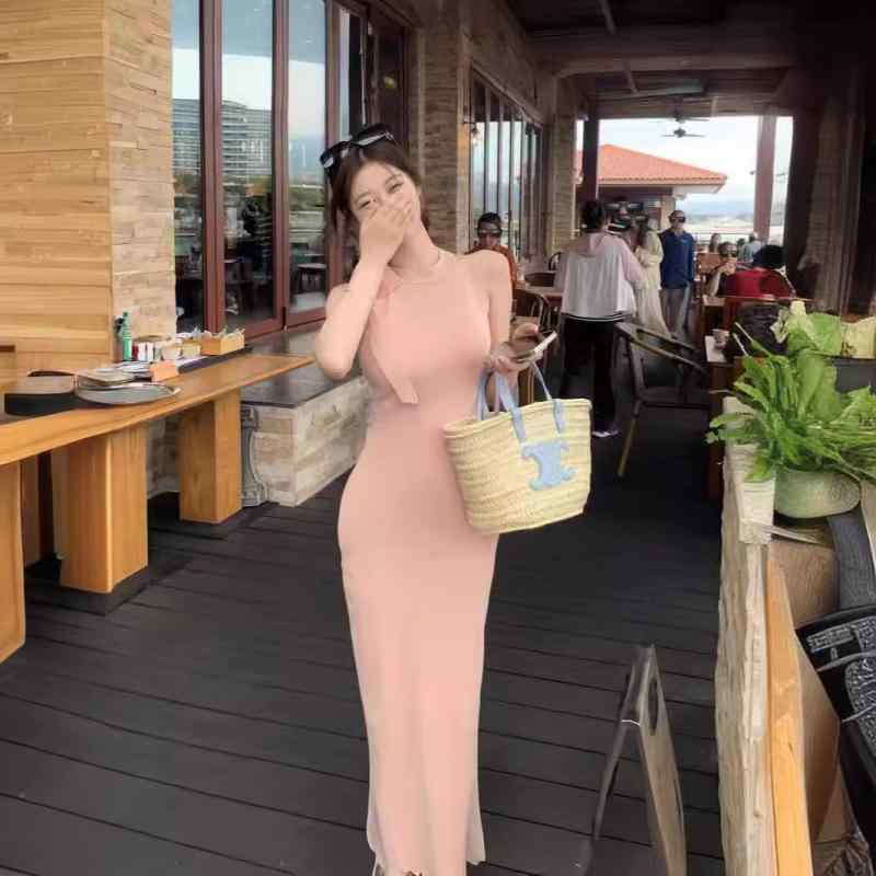 レディース ニットタイトスカート シンプル カジュアル 無地 蝶 結びは 肩の ニットを 掘って 首の ワンピースを 掛けます。x2