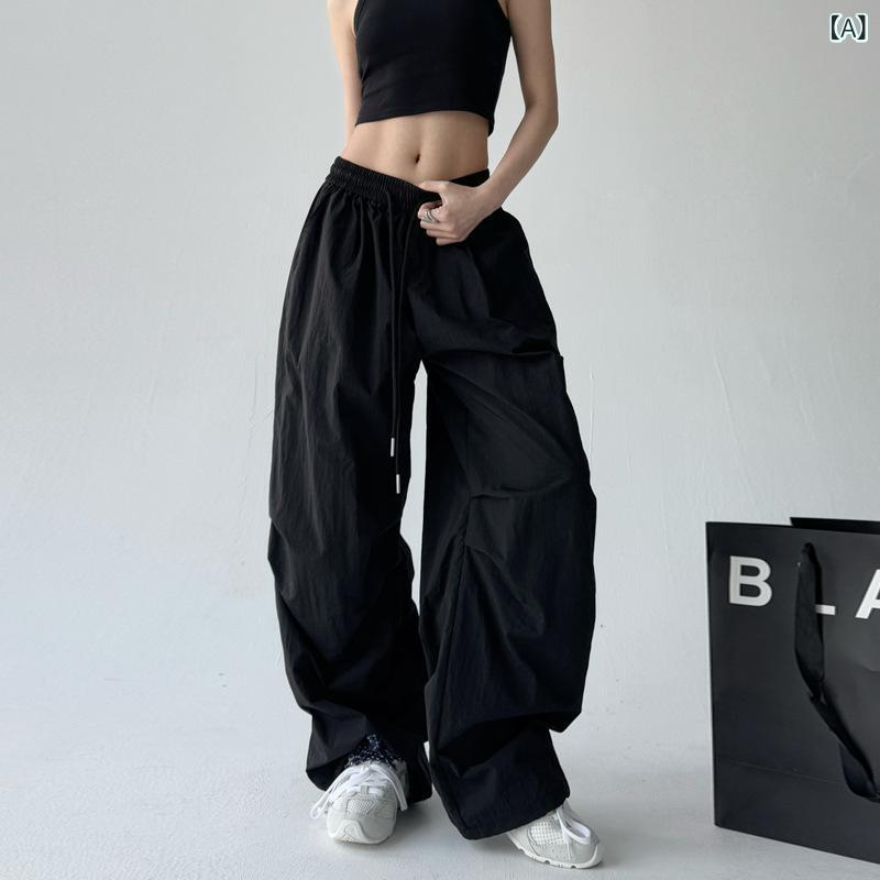 レディース サロペット キレイめ カジュアル レディース サロペット キレイめ カジュアル 格好良い ホット ガール 女性用 パラシュート オーバー オール 2025 夏 薄手 プリーツ ワイド レッグ フロア レングス カジュアル パンツx2