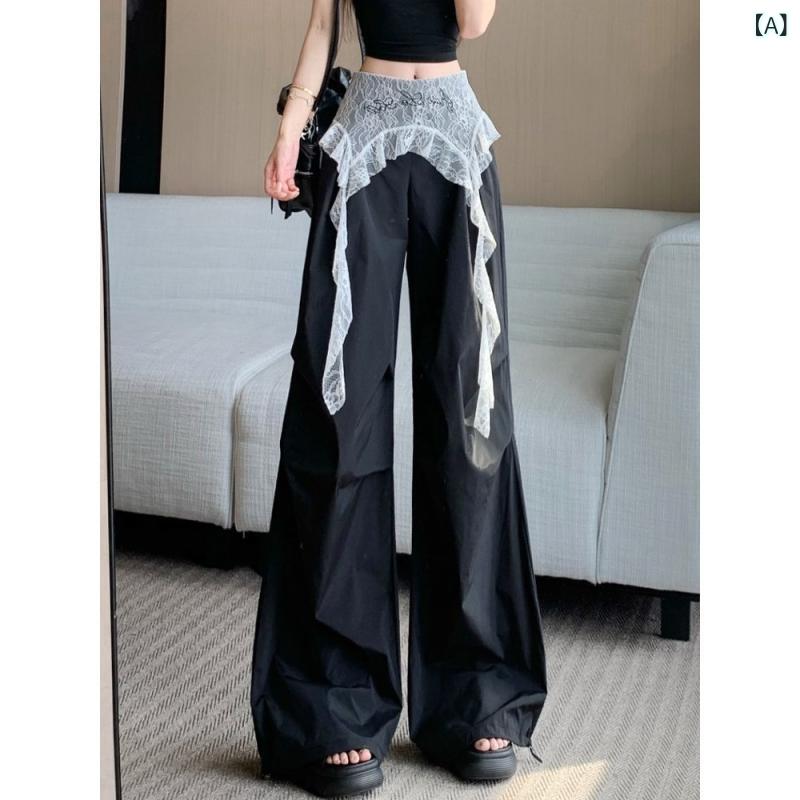 レディース サロペット キレイめ カジュアル レディース サロペット キレイめ カジュアル 2025 夏の 女の子で クール なの レース ステッチ カジュアル フェイク ツーピース ワイド レッグ オーバー オール 韓国