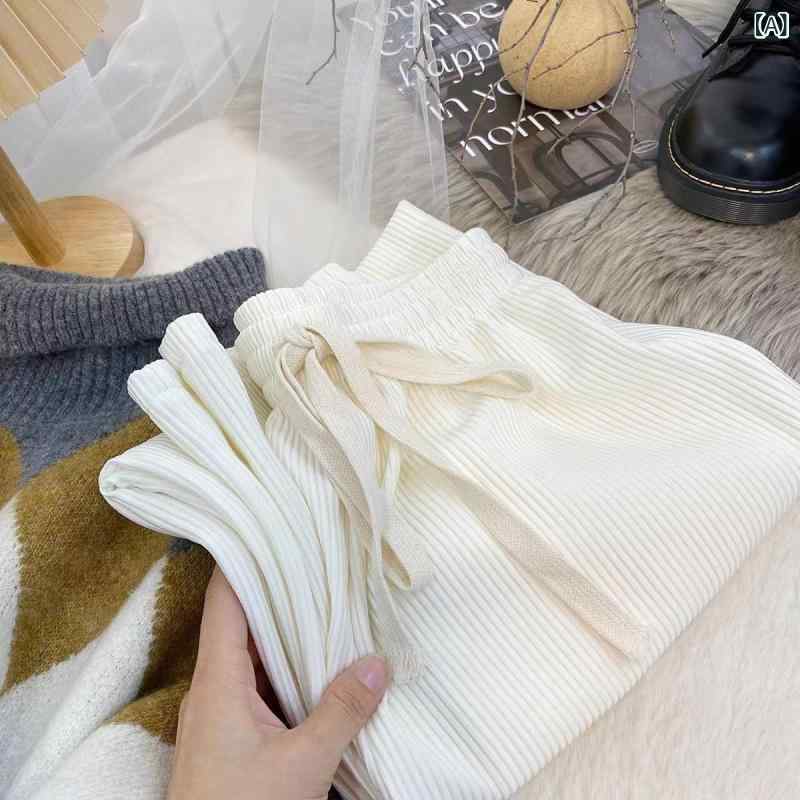 レディース サテンワイドパンツ きれいめ 夏の モップの ズボンは 垂れ下がっています。(4)