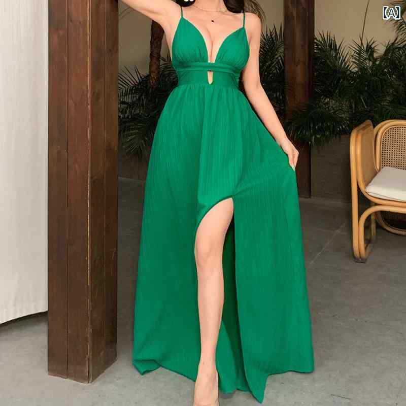 レディース キャミソールワンピース きれいめ 体型カバー マキシ丈 独立 駅 TEMU 夏の 熱 売 起爆 女装 2025 単 色 カジュアル 風 ストラップ ワンピース