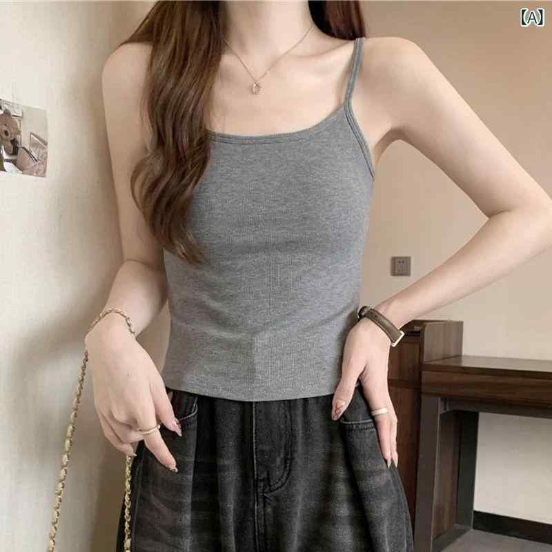 サマーニット ノースリーブ レディース トップス 胸 パッド 付き 女性用 チューブ トップ リング 胸を ..