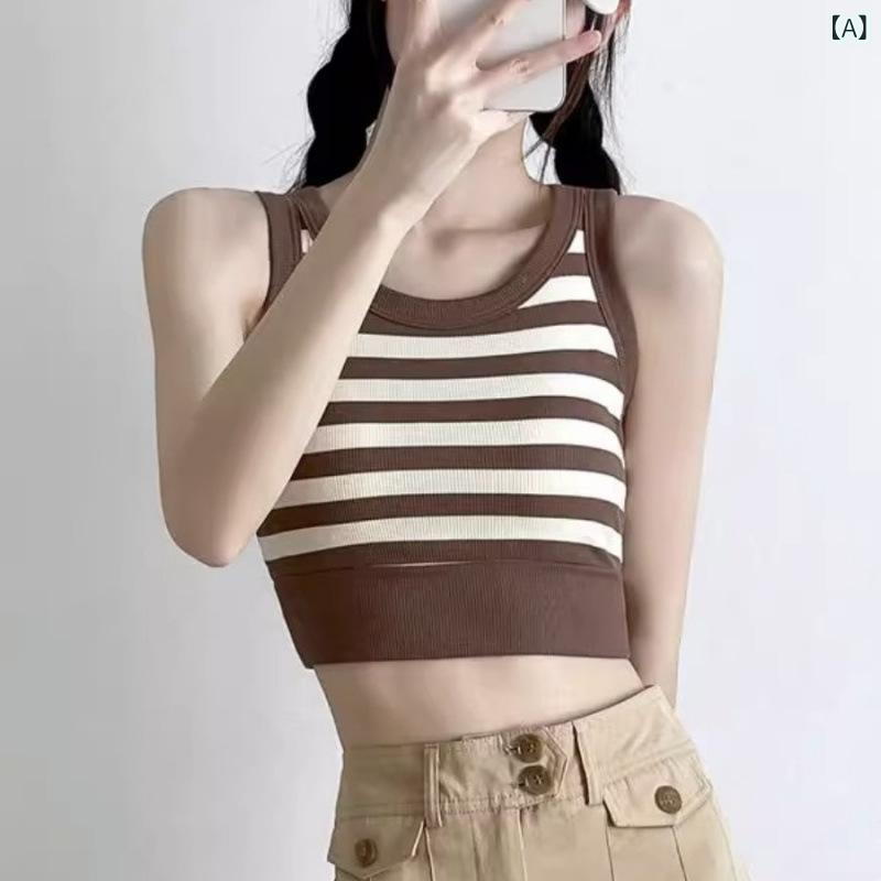 サマーニット ノースリーブ レディース トップス ストライプ キャミソール レディース 夏 スリム セク..